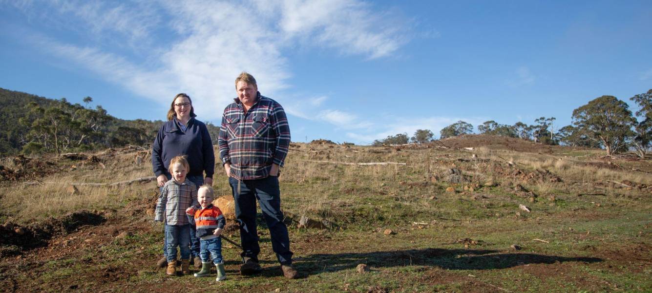 Family planting trees and improving their farmland to benefit future generations at Westerway